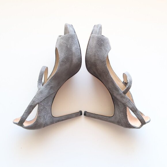 Via Spiga Grey Suede Open Toe Mary Jane Stiletto Heels / Sandals / Shoes Size 6 - Picture 16 of 16
